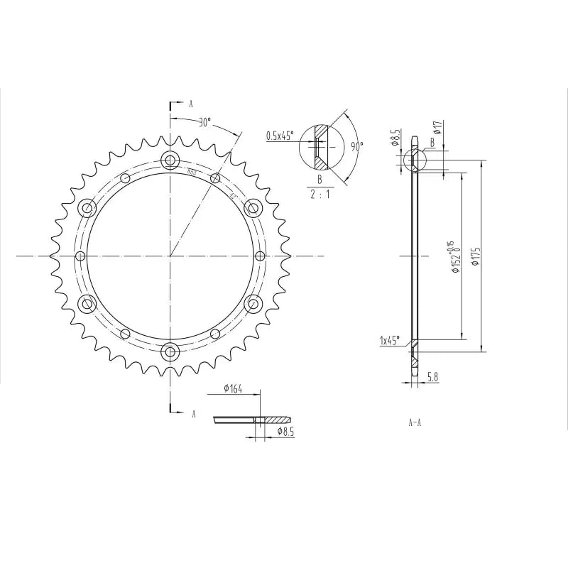BikeMaster Yamaha Rear Steel Sprocket 520 42T - Black - 965194 - Drivetrain