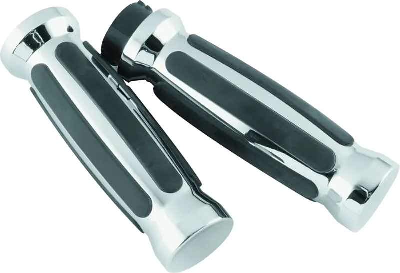 Bikers Choice 81-17 XL & Big Twin Dual Cable Chrome & Black Sensation Grips Pr - Bikers Choice
