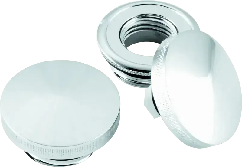 Bikers Choice 82-Up Chrome Pointed Gas Cap Set With Paint Savers - RV and Auto Parts