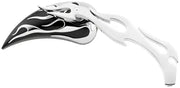 Chrome motorcycle teardrop mirror with flame design from Bikers Choice BC Blk Teardrop Mirror