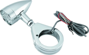Bikers Choice Chrome Mini LED Turn Signals W/ 41 MM Clamp Universal Custom Pr - Bikers Choice