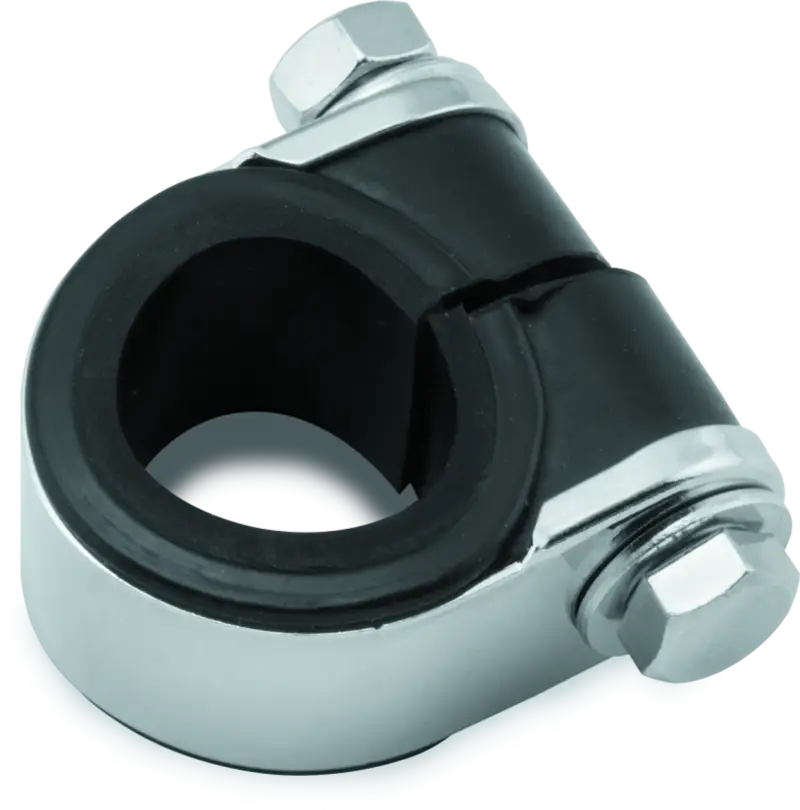 Chrome and black split clamp for Bikers Choice Handlebar Gauge Clamp or handlebar gauge clamp