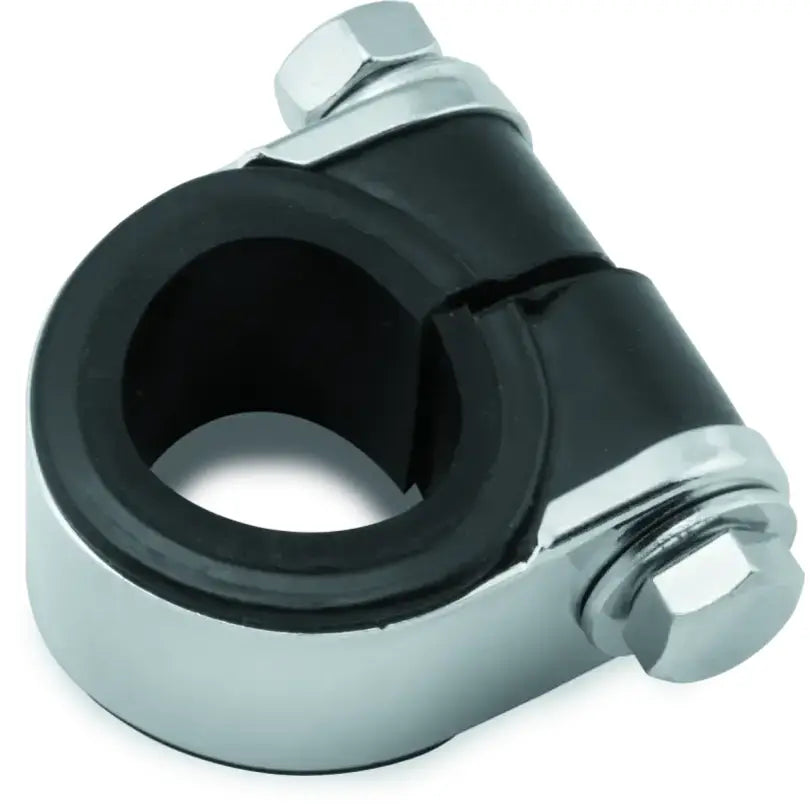 Chrome and black split clamp for Bikers Choice Handlebar Gauge Clamp or handlebar gauge clamp