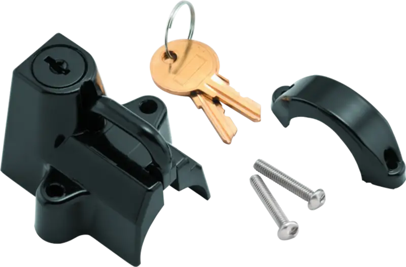 Bikers Choice Motorcycle Helmet Lock - Black, Secure your helmet with durable, high-quality construction, easy to install, and stylish finish. Includes keys and screws for convenience.