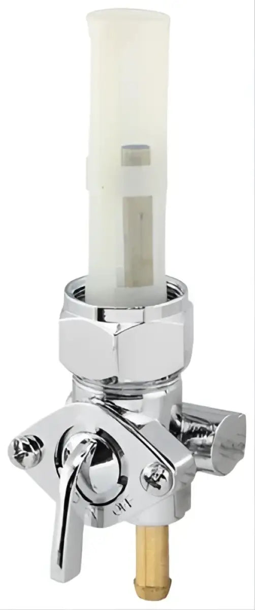 Chrome fuel valve with filter for Bikers Choice Repl Petcock Screen 492858