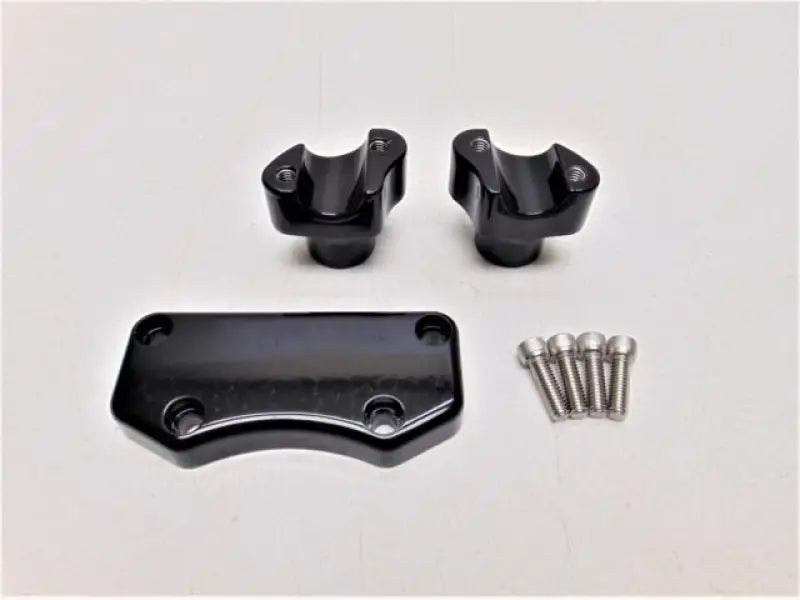Black motorcycle handlebar risers and hardware for Bikers Choice Spiral Grip 1In Black