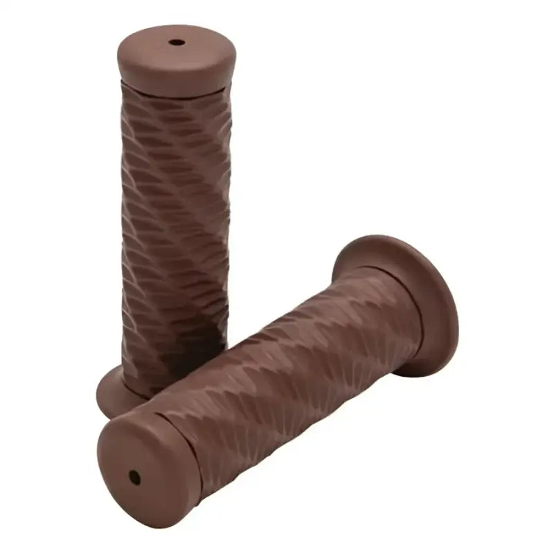 Pair of Bikers Choice Spiral Grip 1In Brown textured handlebar grips for bikes
