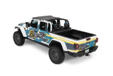 Customized Jeep Gladiator with Bikini Top Header Targa Style, see-through mesh, black diamond