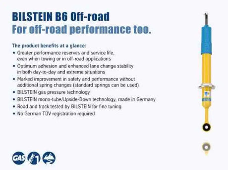 BILSTEIN B6 4600 Off-road Shock Absorber for Chevrolet Colorado 2015-2017, featuring monotube design and velocity-sensitive digressive piston for improved performance and comfort.