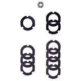 Assorted black washers and a nut for Bilstein B1 MB E-Class shock mounting kit