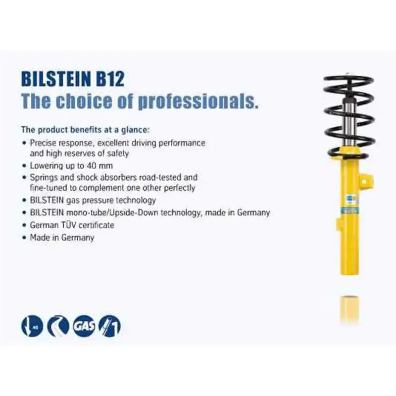 Yellow Bilstein B12 suspension strut for BMW 850i suspension kit setup