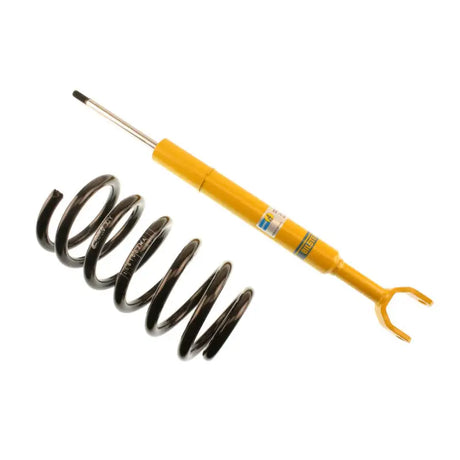 Yellow shock absorber and black coil spring from Bilstein B12 suspension kit for Audi A6 Quattro