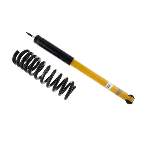 Yellow shock absorber with black spring in Bilstein B12 suspension kit for Mercedes-Benz E320