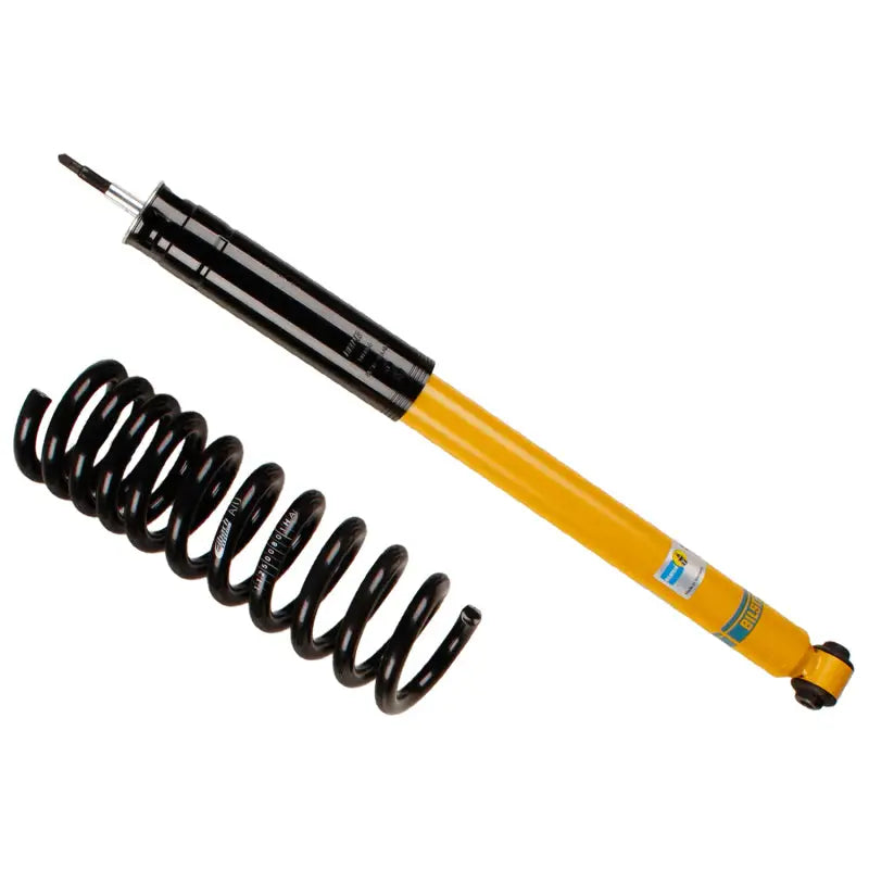 Yellow shock absorber with black coil spring from Bilstein B12 suspension kit for Mercedes-Benz E350