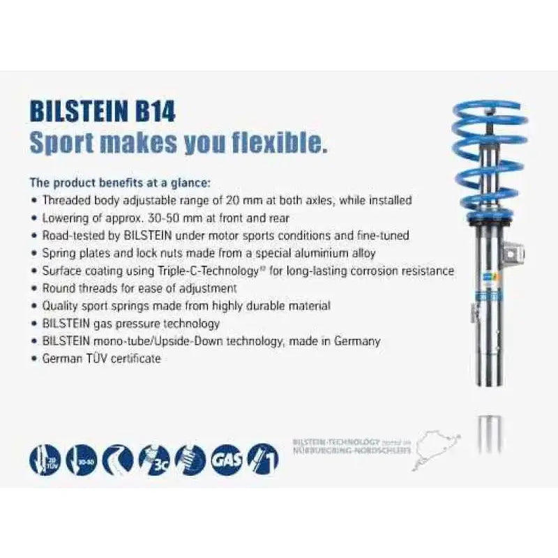 Bilstein B14 1998 Audi A6 Quattro Avant Front and Rear Suspension Kit - Truck & Automotive