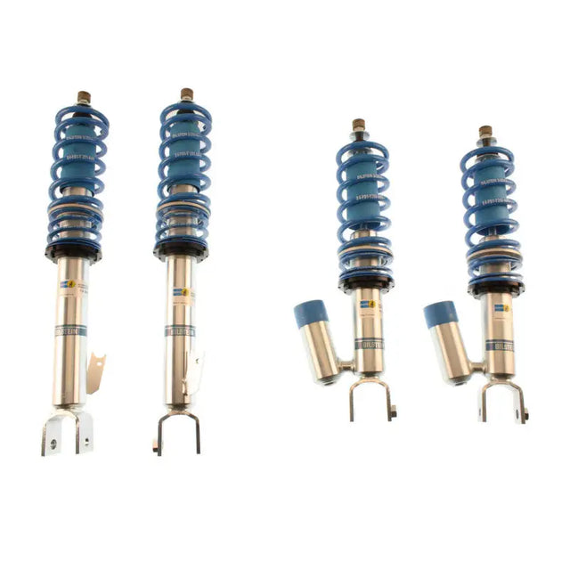 Four blue and silver Bilstein B16 shocks for Honda S2000 performance suspension system