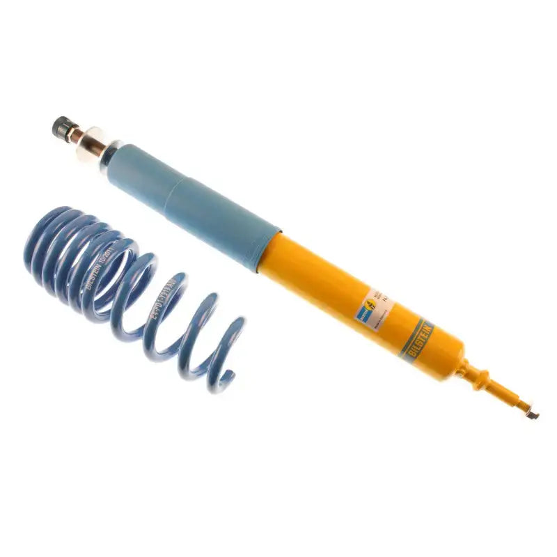 Blue spring and yellow Bilstein B16 shock absorber for BMW 330i performance suspension