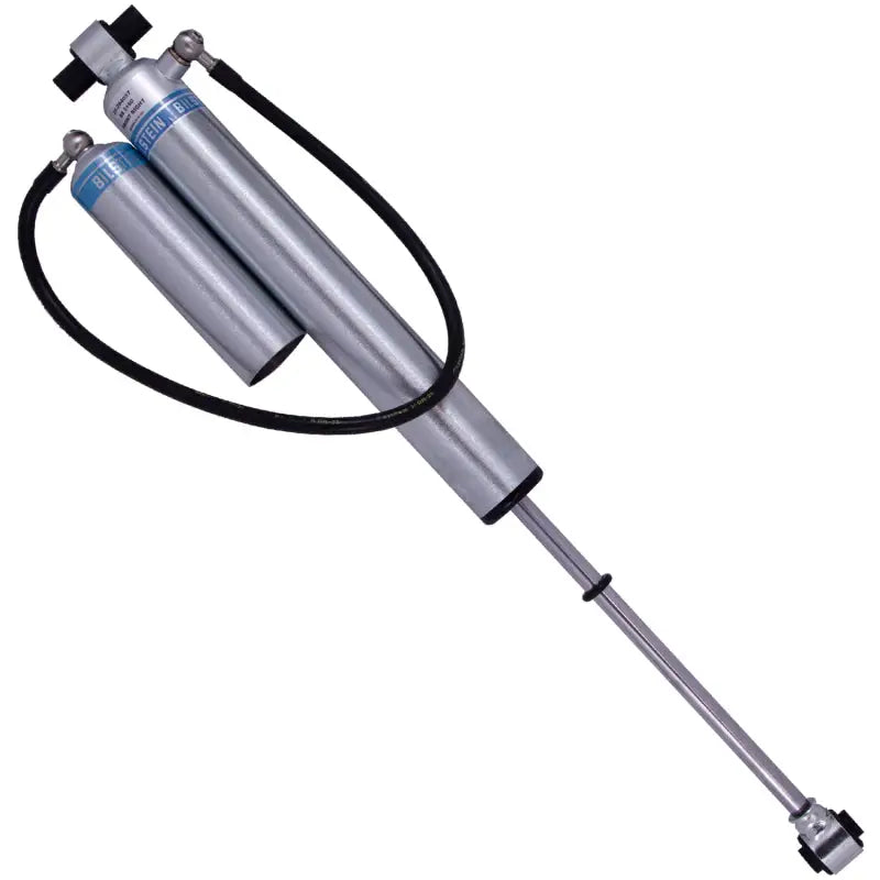 Silver-colored Jeep Wrangler shock absorber with remote reservoir, 46mm monotube shock absorber