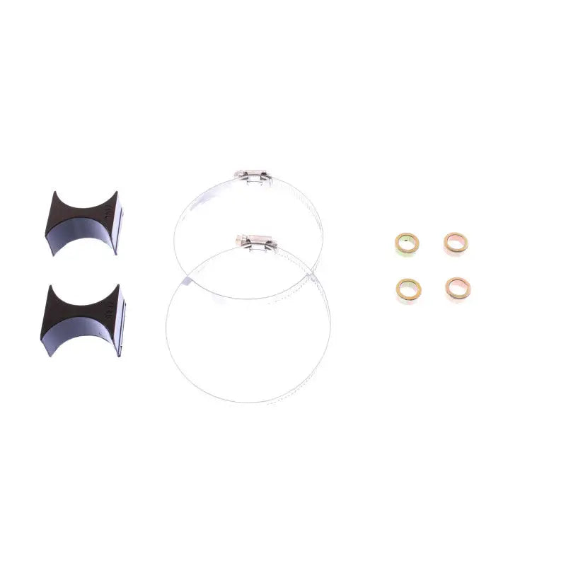 Hardware kit with clamps, spacers, and washers for Bilstein Motorsport 12in TRVL RSRVR SHK PLTD shock absorber