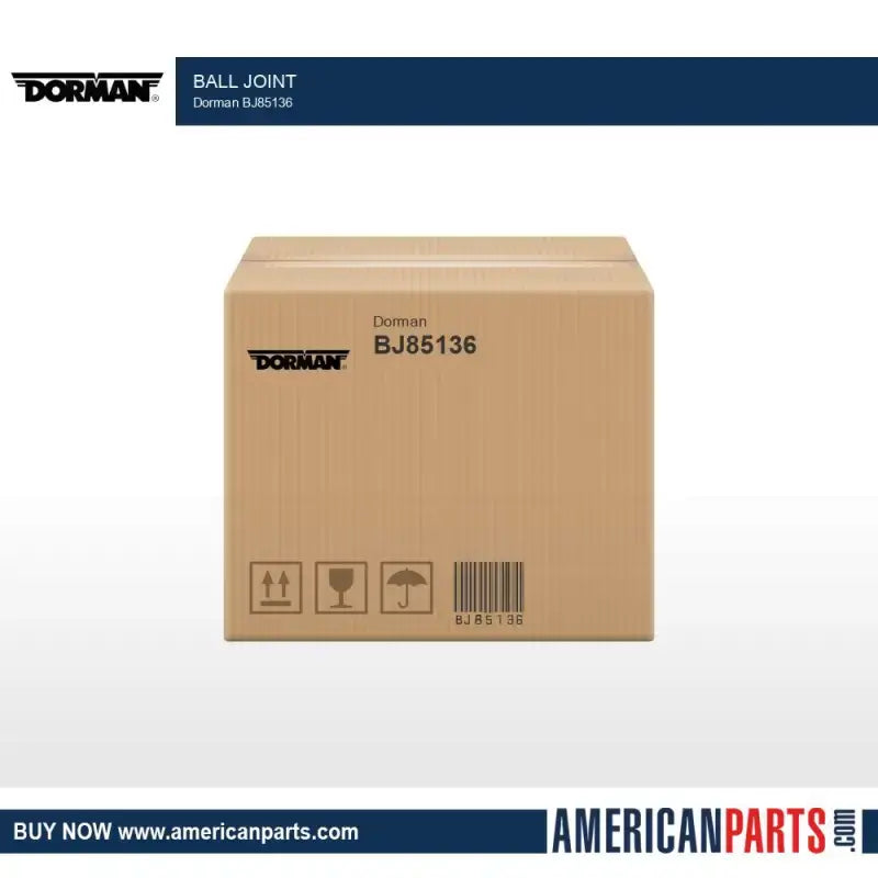 Cardboard box for BJ85136 Dorman Ball Joint showing packaging for Dorman ball joint replacement