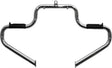Chrome motorcycle crash bar on Lindby Multibar Engine Guard Black Gloss for added protection