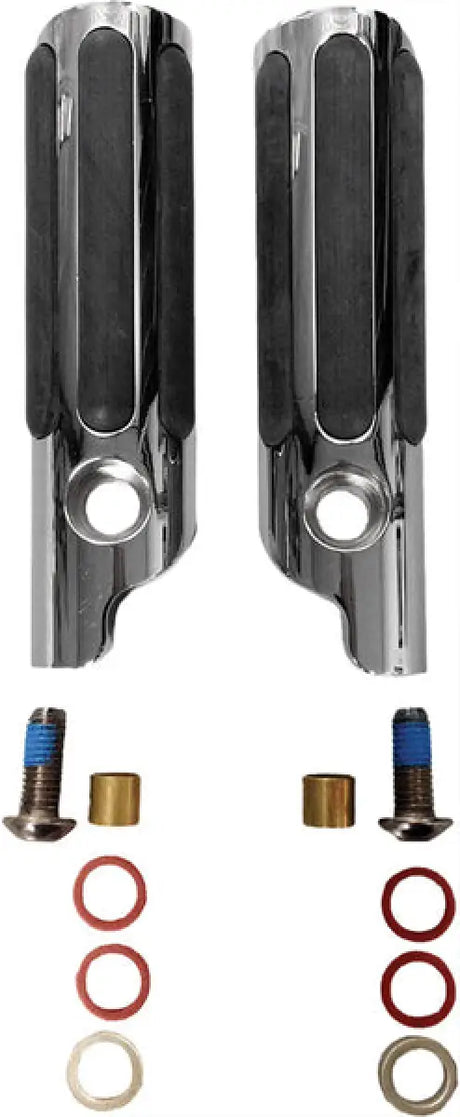 Motorcycle foot pegs and hardware for Lindby Clamp-On Pegs black W Rubber Strips