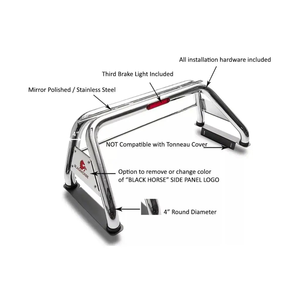 Black Horse Limited Lifetime Warranty Truck Bed Bar RB001SS - Classrolbar .5TON SS 01-19