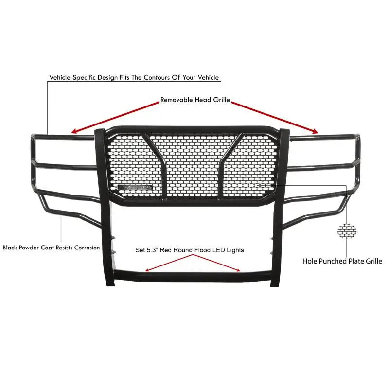 Black Horse Patent Approved Grille Guard RU-Chsi11-B-PLFR - Black Rugged HD Kit