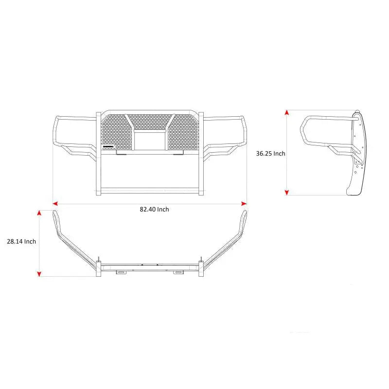 Black Horse Patent Approved Grille Guard RU-Dora20-B-PLFB - Black Rugged HD Kit