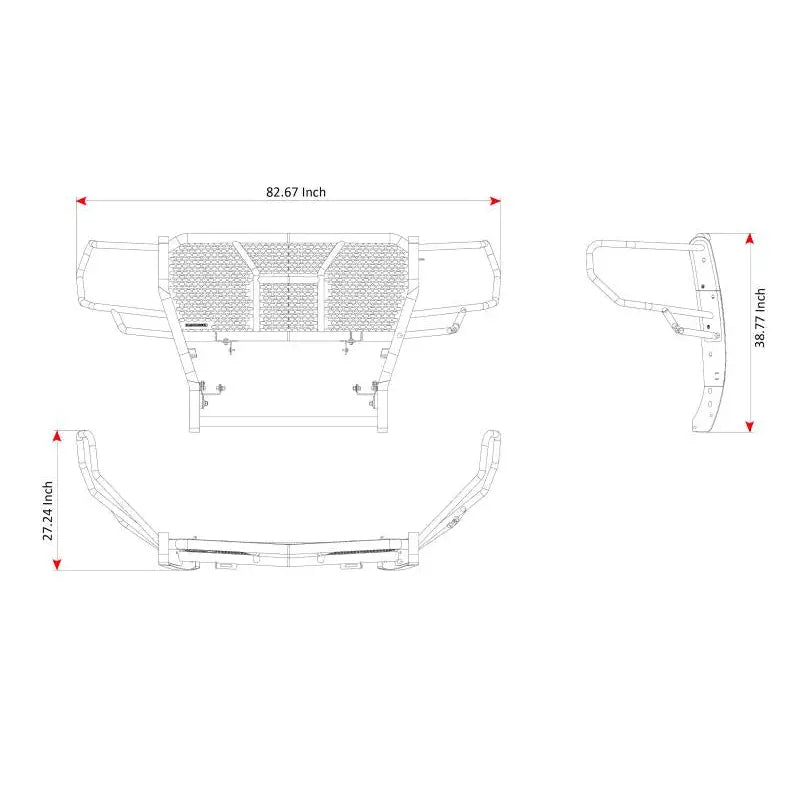 Black Horse Patent Approved Grille Guard RU-Gmsi19-B-K2 - Rugged Heavy Duty Kit