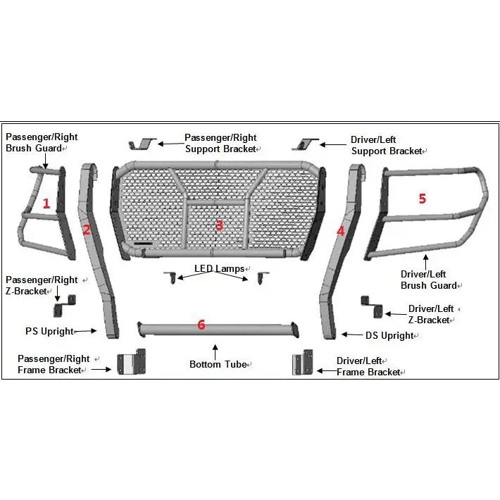 Black Horse Patent Approved Grille Guard RU-Gmsi22-B - Black Rugged Heavy Duty Guar