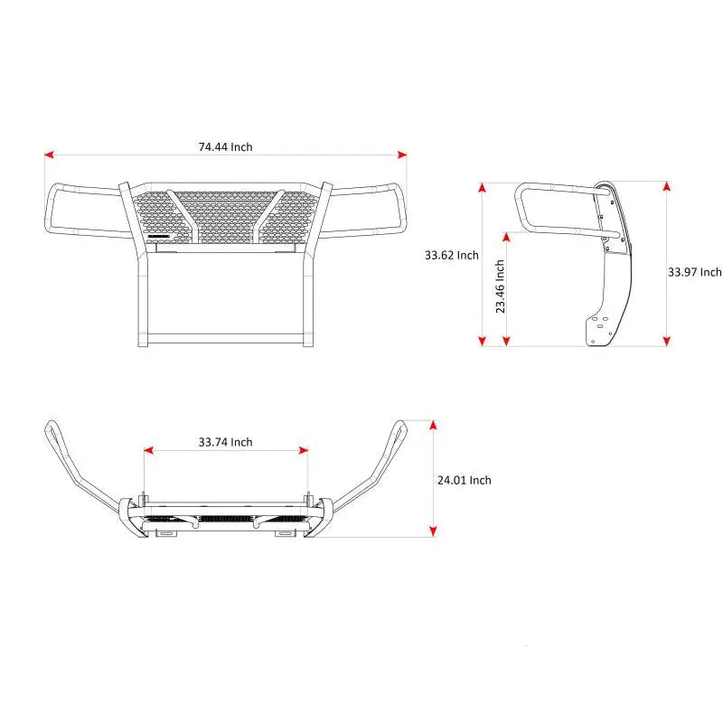 Black Horse Patent Approved Grille Guard RU-Nifr22-B-PLFB - Black Rugged HD Kit