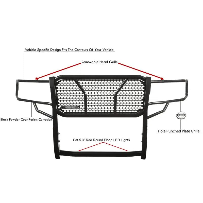 Black Horse Patent Approved Grille Guard RU-Tota05-B-PLFR - Black Rugged HD Kit