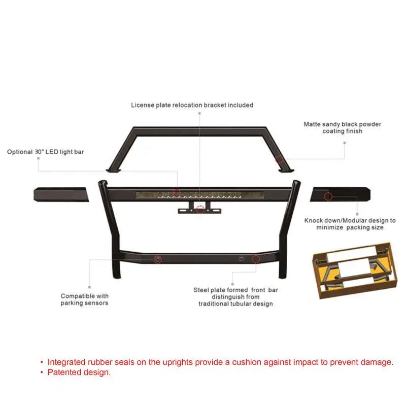 Black Horse Patented Design Grille Guard RAG1R03-K1 - Black Rambler Kit