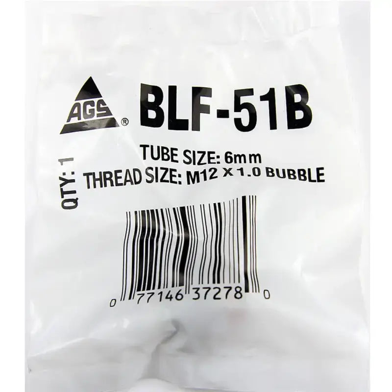Bagged tube fitting for BLF-51B AGS 6mm product, fits M12 X 1.0 threads