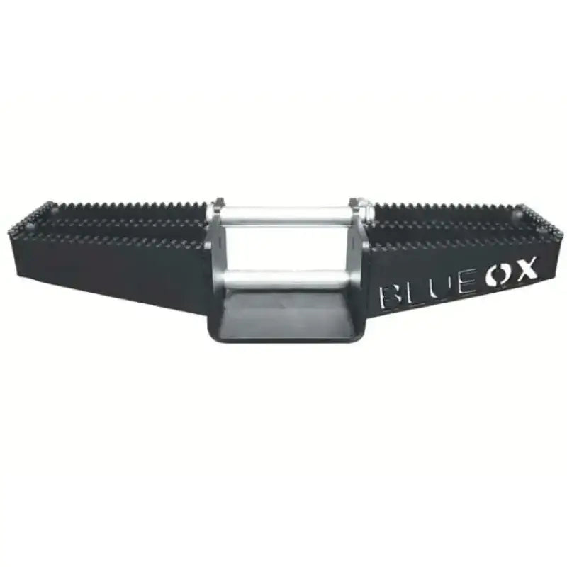 Black and silver tow bar on Blue Ox BXH9001 hitch accessory for easy access