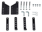 Black metal trailer hitch components