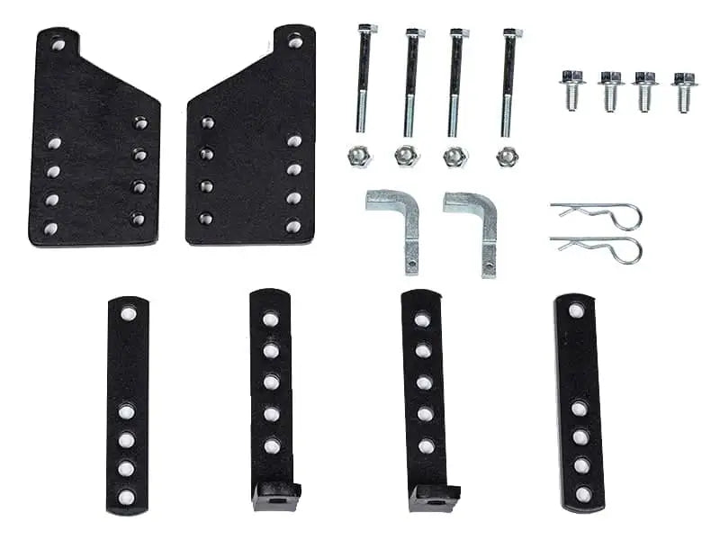 Black metal trailer hitch components