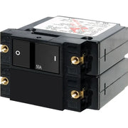 Blue SEA Double Pole Magnetic Hydraulic Type Circuit Breaker 7417-BSS - A2 Flat Rocker 50A