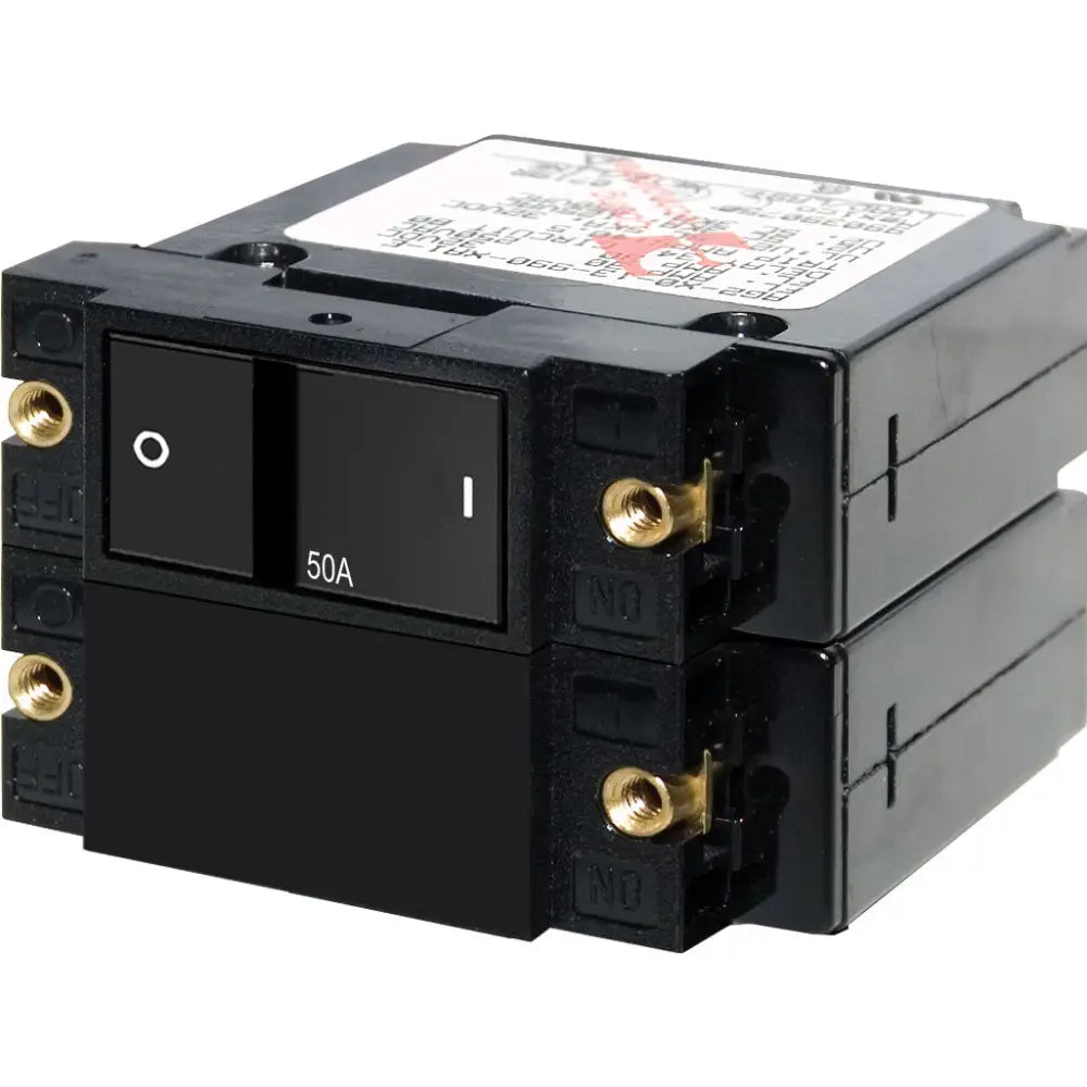 Blue SEA Double Pole Magnetic Hydraulic Type Circuit Breaker 7417-BSS - A2 Flat Rocker 50A
