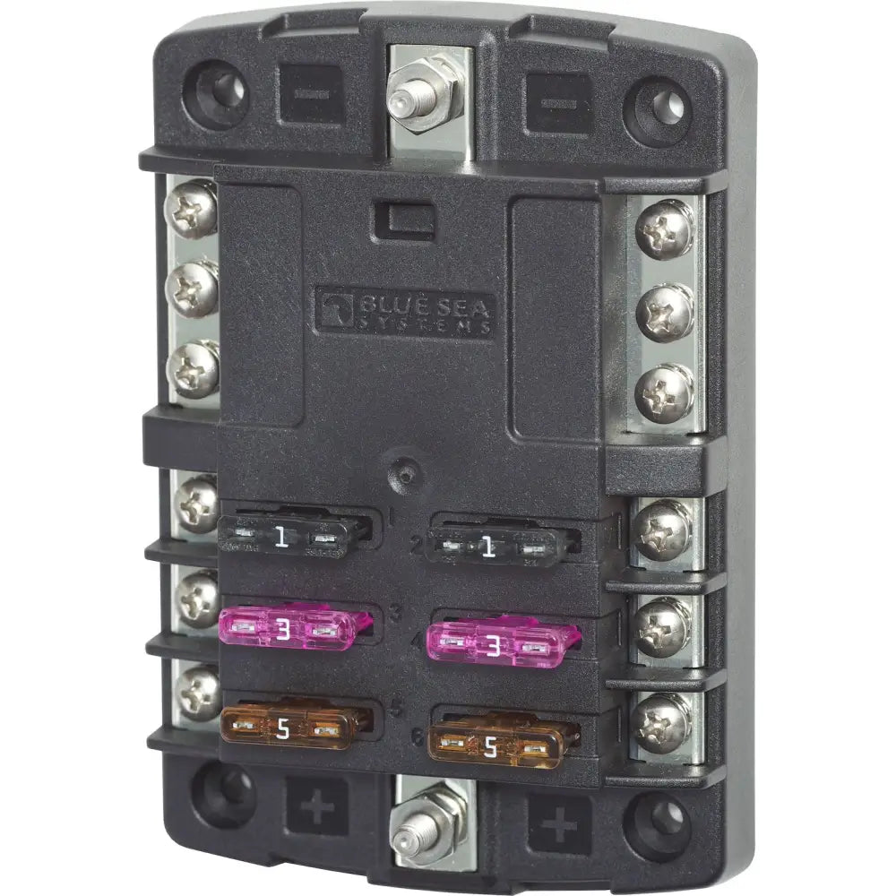 Blue SEA Positive Distribution Bus Fuse Block 5030-BSS - Stblade 6Circ GND