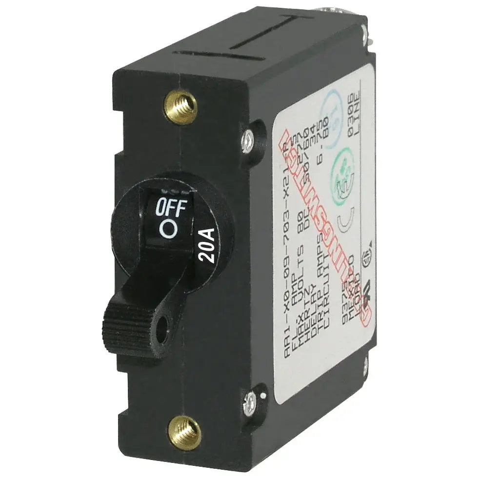 Blue SEA Single Pole Magnetic Hydraulic Type Circuit Breaker 7212-BSS - Black AA1Toggle 20A