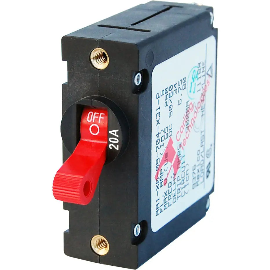 Blue SEA Single Pole Magnetic Hydraulic Type Circuit Breaker 7213-BSS - Red AA1Toggle 20A