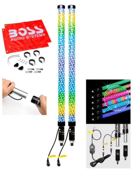 Bluetooth 2" Fat Led Whip 1 Pr Led Fat Whips - BOSS AUDIO
