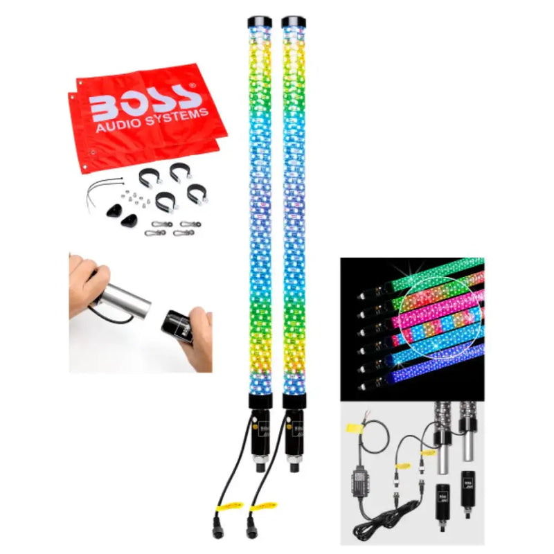Bluetooth 2" Fat Led Whip 1 Pr Led Fat Whips - BOSS AUDIO