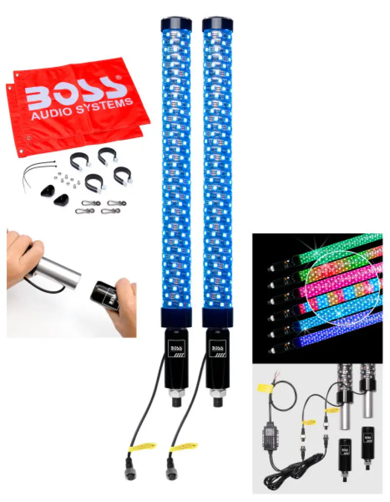 Bluetooth 2" Fat Led Whip 1 Pr Led Fat Whips - BOSS AUDIO