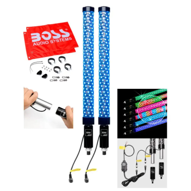 Bluetooth 2" Fat Led Whip 1 Pr Led Fat Whips - BOSS AUDIO