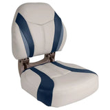 White and blue folding Boat Seat from Wise Seating Premier Series Torsa Boat Seat