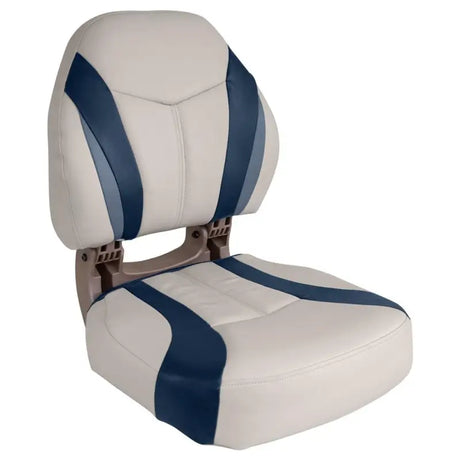White and blue folding Boat Seat from Wise Seating Premier Series Torsa Boat Seat