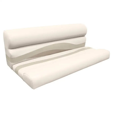Three beige Wise Seating Premier Series boat cushions with light gray wavy accents